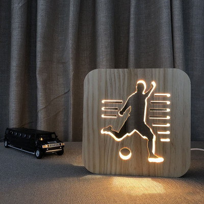 

Football athlete Decor Wooden 3D Night Light DIY Customized Decorative LED Lighting USB Table Desk Lamp Gift For Holiday