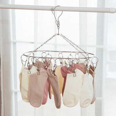 

Ou Runzhe stocking rack stainless steel bold oval 16 clip underwear wind drying rack