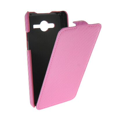 

MOONCASE Carbon fiber Leather Bottom Flip Pouch Case Cover for Samsung Galaxy Core 2 II G355h Pink