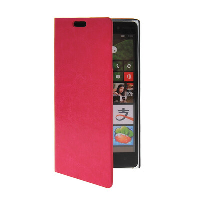 

MOONCASE Slim Leather Side Flip Wallet Card Slot Pouch Stand Shell Back ЧЕХОЛ ДЛЯ Nokia Lumia 830 Hot pink