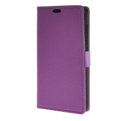 

MOONCASE Litch Skin Leather Card Slot Wallet Bracket Back Case Cover for Huawei Y625 Purple