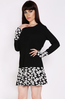 

Sexy Womens Fashion Party Long Sleeve Flower Pattern Casual Dress