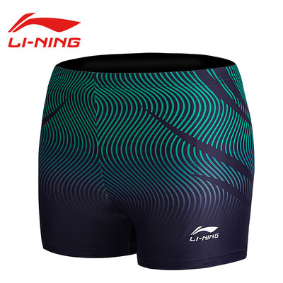 

Li Ning Lining Swimwear Mens Professional Swimwear Spa Flat Angle Quick Dry Printing Single LSSM413 -3 Black Green 2XL