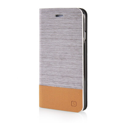 

MOONCASE Canvas Design Leather Side Flip Wallet Stand Shell Back ЧЕХОЛ ДЛЯ Apple iPhone 6 Plus ( 5.5 inch ) Light Brown