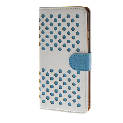 

MOONCASE горошек Слот карты Кожаный чехол Чехол Подставка Shell чехол для Apple IPhone 6 Plus (5,5 дюйма) белый синий