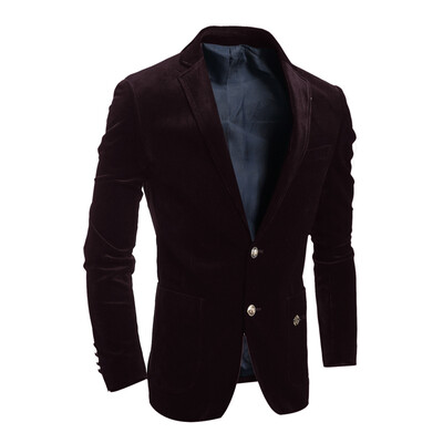 

Zogaa New Men's Suit Corduroy Single Breasted Casual Slim