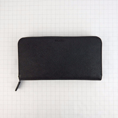 

Prada black full zip cross wallet