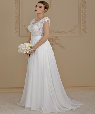 

Princess A Line Neck Chiffon Lace Wedding Dresses with Appliques by CIRCELEE®