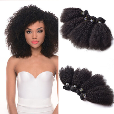 

7A Peruvian Virgin Hair 4 Bundles Afro Kinky Curly Hair Natural Hair Bundles Weaving Cheap Price Excellent Texture