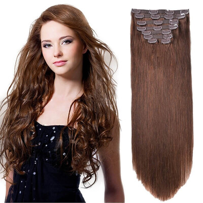 

Bhf Hair Clip In Human Hair Extension 10PiecesSet Peruvian Hair Silky Straight Double Drawn Hair Weave 160G1 1B246 613p27