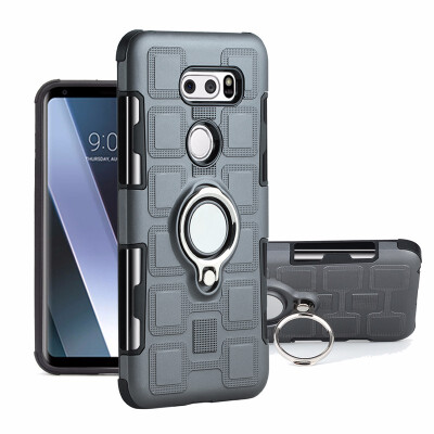 

SHS Phone Case For LG V30Q8H970 Luxury Armor Ring Bracket Silicon TPU Lattice texture Protection