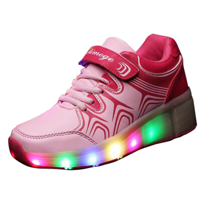 

Womens Girl Fashion LED Light Athletic Wheels Shoe Colored Sneaker Roller Skates