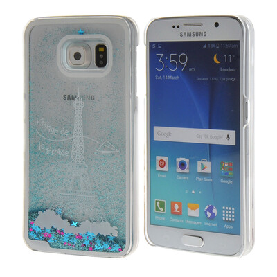 

MOONCASE 3D Плывун Жидкость течет Шинни Жесткий пластиковый прозрачный Ясно чехол для Samsung Galaxy S6 синий