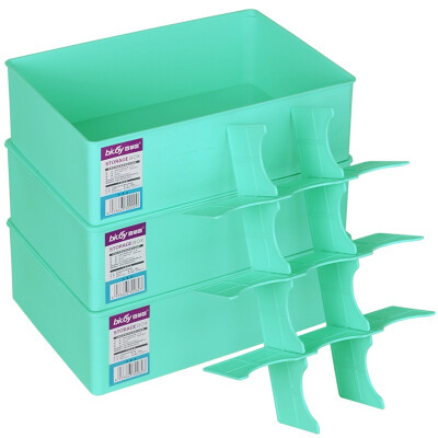 

【Jingdong Supermarket】 Baicao Garden (bicoy) plastic storage box underwear storage box storage box 3 sets (detachable free combination of 12 plastic box) green