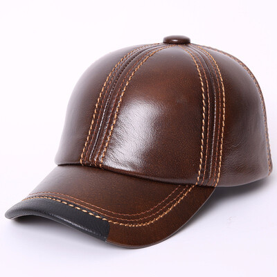 

Adult Baseball Cap Male Winter Outdoor Hat Male 100 Genuine Leather Peaked Cap Mens Winter Warm Adjustable B-7286