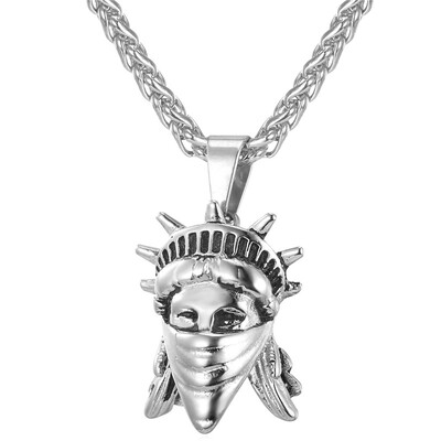 

U7 Американская Rebel Статуя Свободы ожерелье женщин золото 18K покрыло из нержавеющей стали Мужчины Мужчины цепи ювелирные изделия США Символ