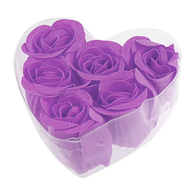 

6PCS Bath Body Roses Flower Petal Soap Heart Box Gift Wedding Favor Decoration
