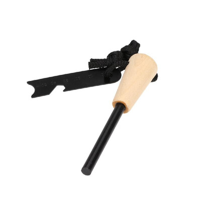 

Camping Tools Portable Flint Stone Fire Starter with Wooden Handle Multi-functional Ruler for Outdoor Survival Camping & Hiking