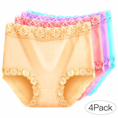 

Qianbeilivk Women Middle-Waisted Briefs Stretchable Comfortably Breathable Lace Panties Underwear 4Pack