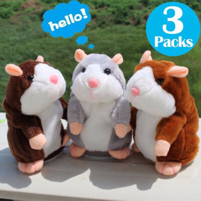 

3Packs Electronic Talking Hairy Hamster Repeats What You Say Plush Animal Toy Hamster Mouse for Boy&Girl Gift3 x 57 inchesB