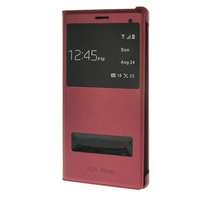 

MOONCASE тонкий кожаный флип сторона Кронштейн Окно чехол для Huawei Ascend P8 Max красный