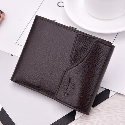 

Mens Korean version wallet short mens vertical multi-function folding Mini buttons small wallet simple tide