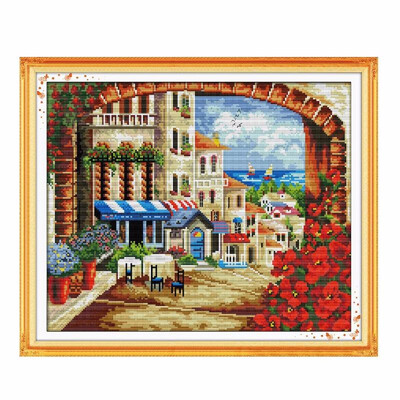 

14 Types Home Decoration DIY Handmade Needlework Cross Stitch Set Embroidery Kit Precise Printed Garden Cottage Design Cross-Stitc