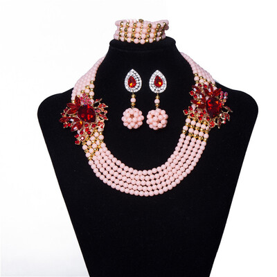 

Pearl Necklace And Earring Women Engagement Jewelry African Necklace Set For Wedding Nigerian Bridal Beads Necklace Jewelry Set