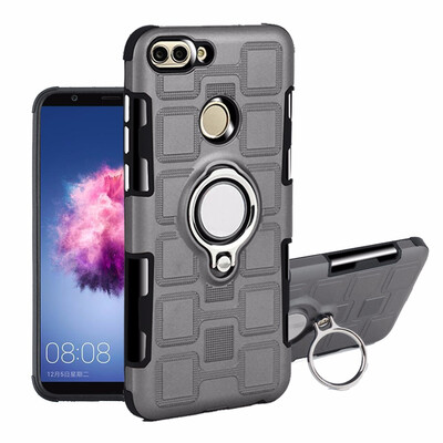 

SHS Phone Case For Huawei Honor Enjoy 7SP Smart Luxury Armor Ring Bracket Silicon TPU Lattice texture Protection