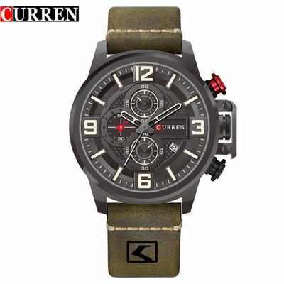 

CURREN 8278 Sport Watch Top Brand Luxury Date Leather Band Chronograph Quartz Wrist Watches Relogio