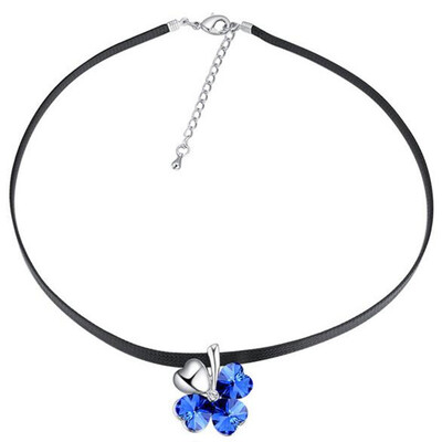 

New Designs Love Heart Clover Necklaces Pendants For Best Friends Gift Crystals from Swa Elements Chain Necklace Jewelry 24882