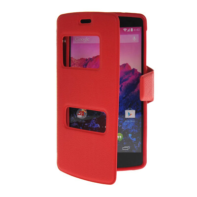 

MOONCASE View Window Leather Side Flip Pouch Hard board Shell Back чехол для LG Google Nexus 5 Red