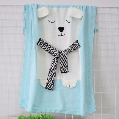 

Hot Style White Bear Blanket Stereo Ear Blanket Children Knitting Blanket That Beach Mat Baby Blanket