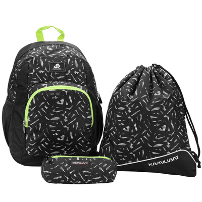 

New Beauty Camilon KamiliantSUNNY DAYS series of fashion casual students backpack set BA0 39004 black printing