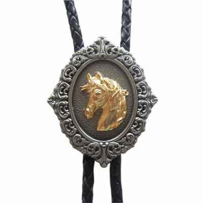 

Vintage Original Western Horse Wedding Bolo Tie Leather Necklace