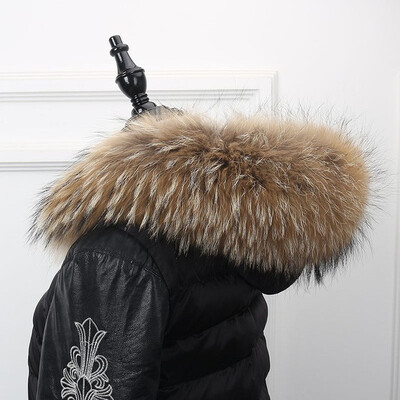 

MSMinShu Big Fur Collar Genuine Raccoon Fur Hood Trim Scarf Black Color Hoodie Fur Trim Fox Fur Collar Scarf Custom Made