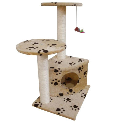 

Scratching Cat Play Pole Beige with Paw Print