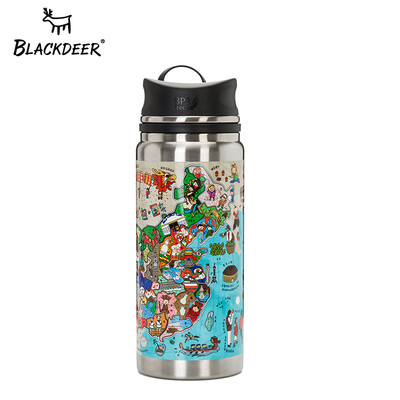 

Black deer BLACKDEER with printed stainless steel vacuum flask my countrys outdoor self-driving car with large capacity 600 ml cup