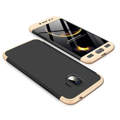 

MOONCASE Three-parts structure design Full Protection Hard Plastic Combination Case for Samsung Galaxy J2 Pro 2018 Black Gold