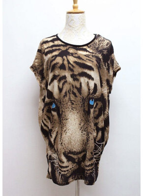 

New Fashion Womens T-shirt Batwing-sleeve Tiger Animal Print T-shirt Spring-Summer Blouse