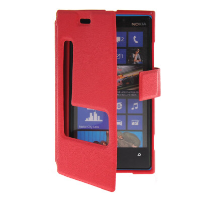 

MOONCASE View Window Leather Side Flip Pouch Stand Shell Back ЧЕХОЛ ДЛЯ Nokia Lumia 920 Red