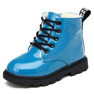 

2018 New Winter Children Shoes PU Leather Waterproof Martin Boots Kids Snow Boots Brand Girls Boys Rubber Boots Fashion Sneakers