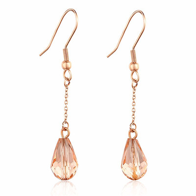 

Womens Stainless Steel Crystal Water Drop Charm Dangle Earrings