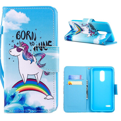 

MOONCASE Wiko Lenny4 Plus painted leather case with small hand strap - Rainbow Horse