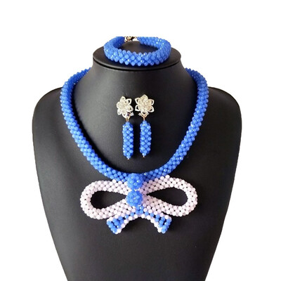 

New listing Blue White Ccolor Womans Wedding Jewelry Sets African Crystal Beads Jewelry Set Bridal African Beads Jewelry Sets
