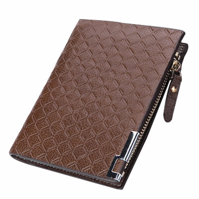 

European Leisure Men Wallet Vertical Zipper Short Leather Wallets