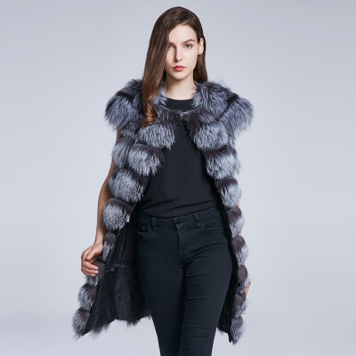 

Fox fur fur vest ladies winter coat fur coat natural fox fur jacket warmth can change the length of the vest small pieces stitch