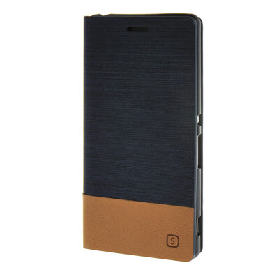 

MOONCASE Sony Xperia Z4 чехол Холст ткани кожи бумажника Слот для карты флип кронштейн обложка чехол темно-синий