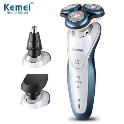 

3 in1 моющиеся перезаряжаемые Electric шейвер тройной лезвие Electric бритья бритвы мужчин сталкиваются с ухода 3D - плавучие km-7000