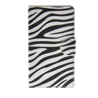 

MOONCASE Zebra style Leather Side Flip Wallet Card Slot Stand Pouch Case Cover for Microsoft Lumia 435